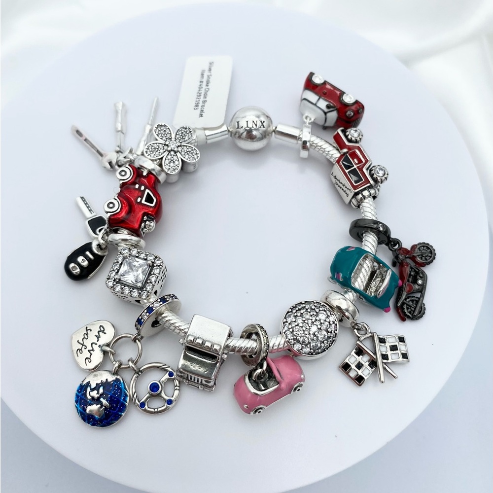 Linx Snake Chain Bracelet with Car Girl Themed Charms